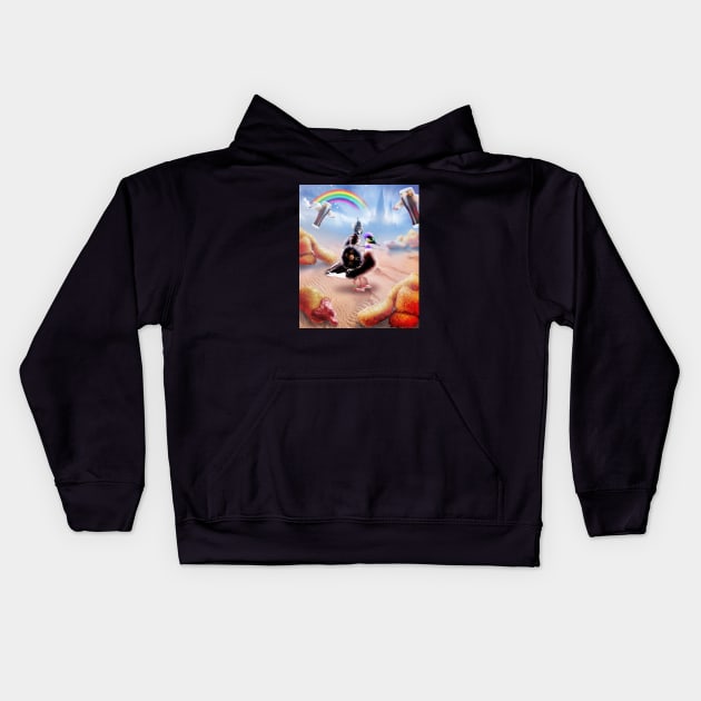 Warrior Cat Riding Duck in Desert Kids Hoodie by Random Galaxy